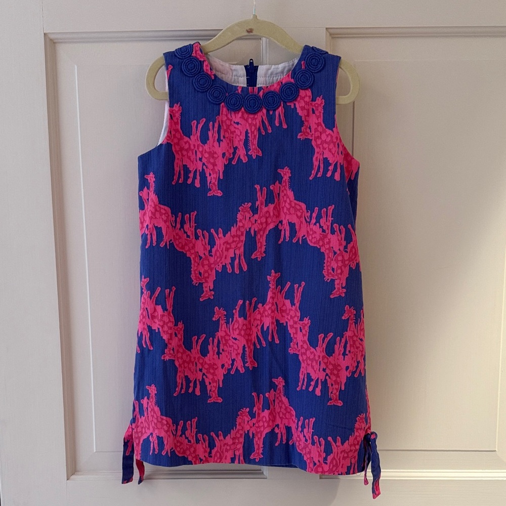 Lilly Pulitzer size 6 girls Blue and Pink Sleeveless Dress giraffe patern